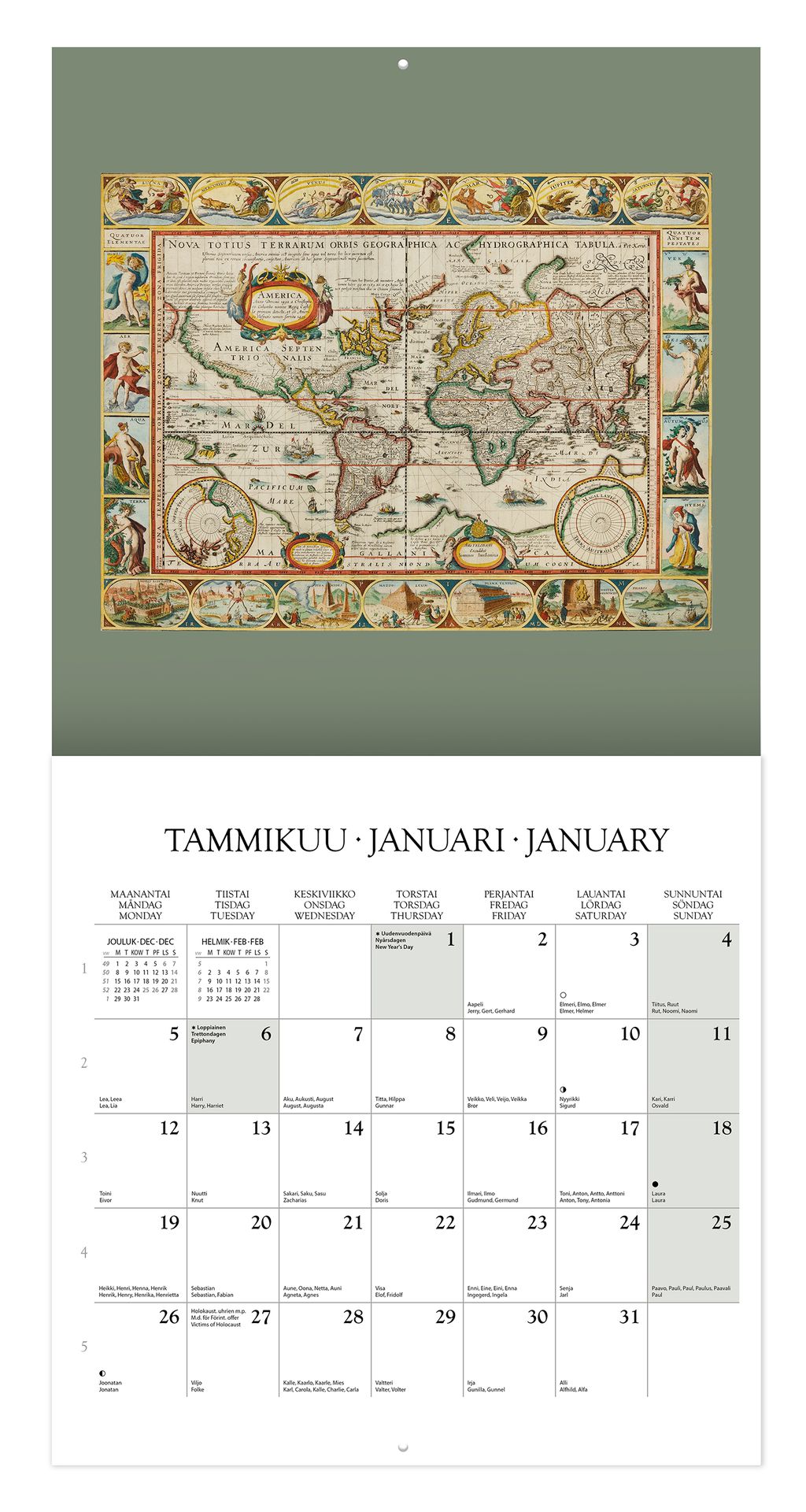 Seinäkalenteri 30x30 2026 Putinki John Nurminen