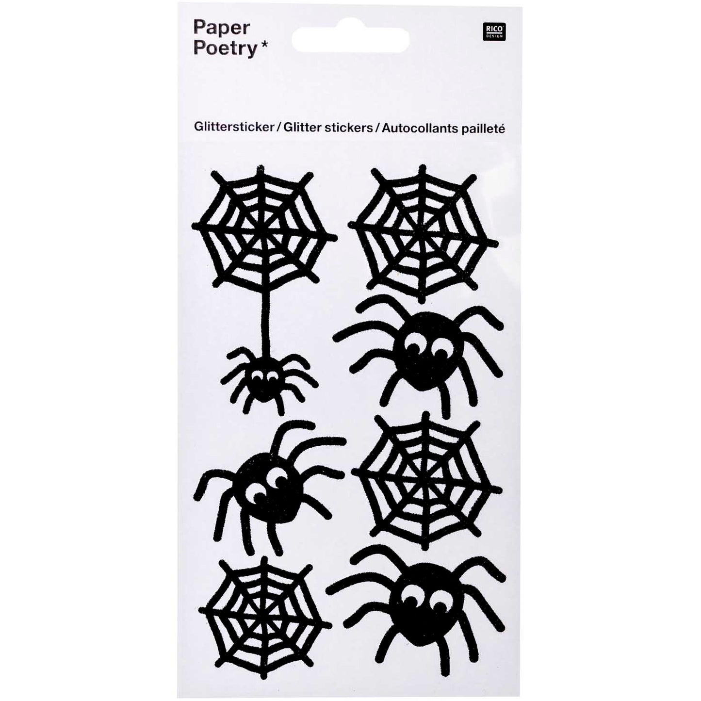 Sticker set Paper Poetry - Glitter Spiders