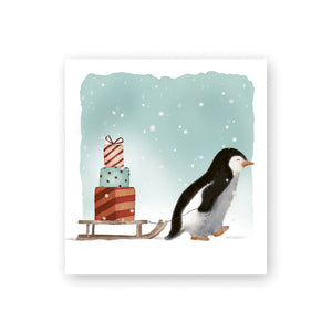 Package card Henna Adel - Penguin and gift sled
