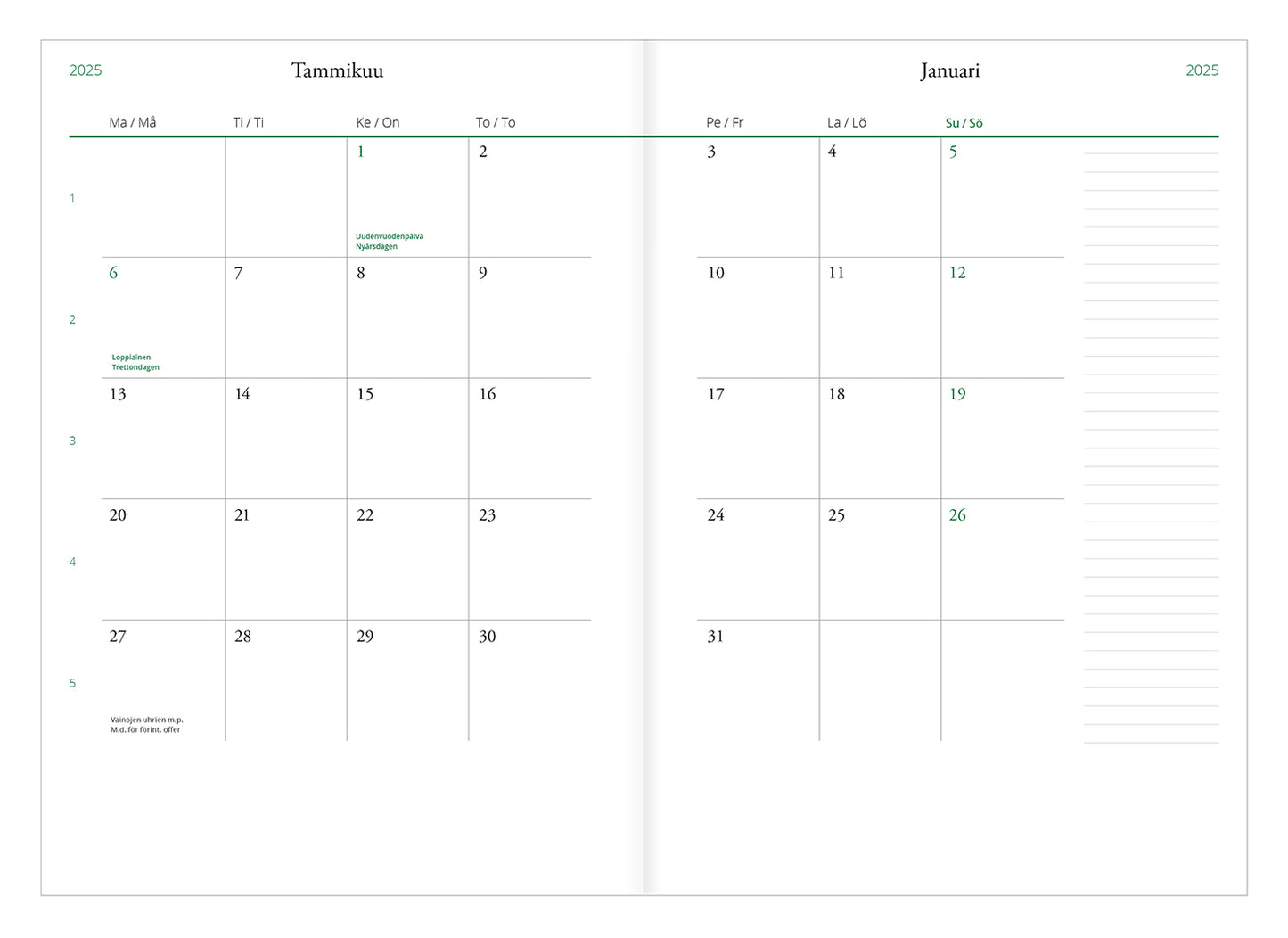 Weekly diary - Kreetta Järvenpää 2025