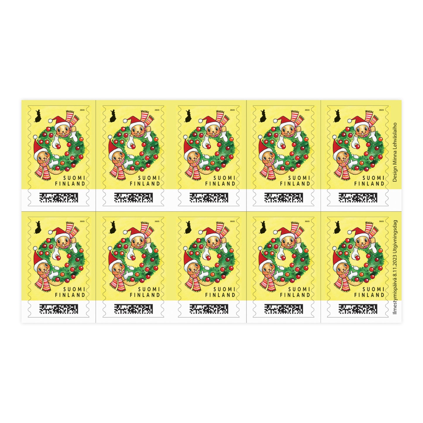 Kotimaan ikimerkki 10 kpl - Joulukranssi