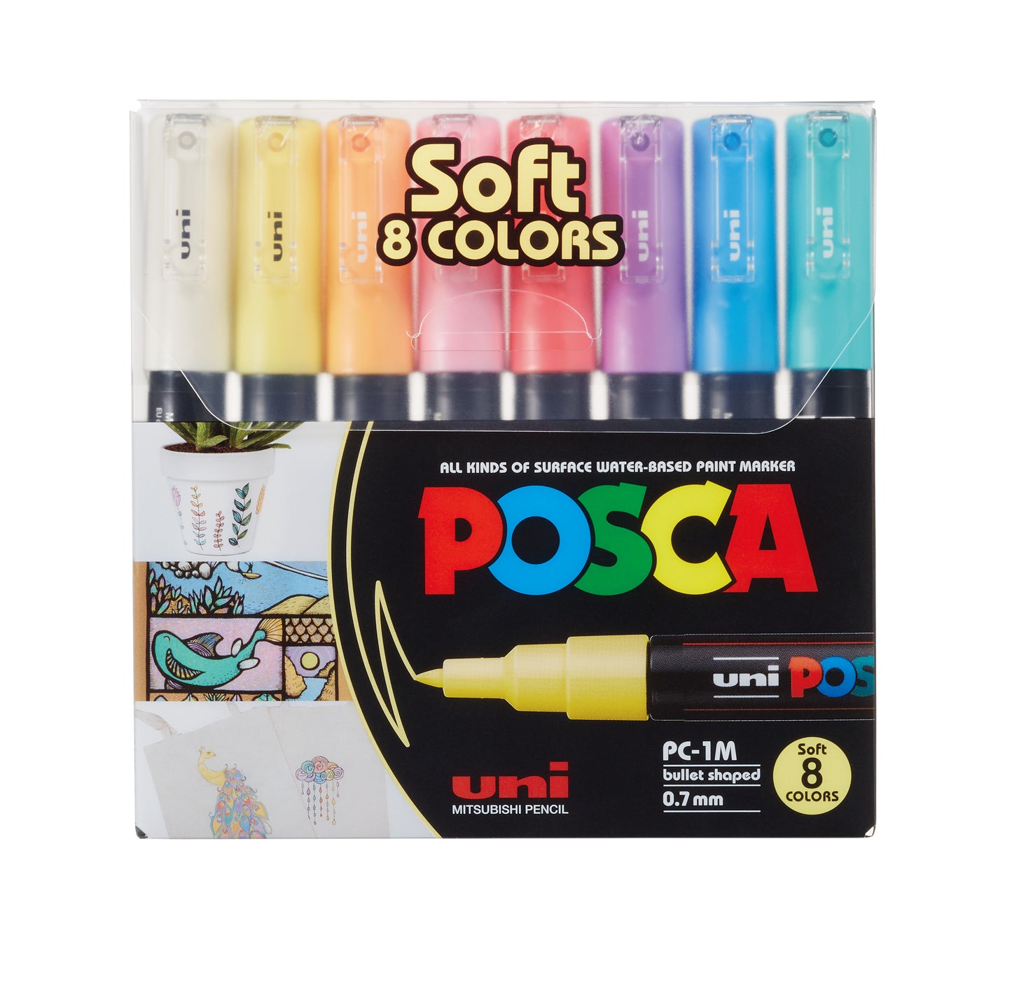 Paint markers 8 pcs Posca PC-1M - Pastel colors