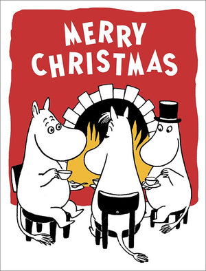 2-part Christmas card Letterpress Moomin - By the fireplace