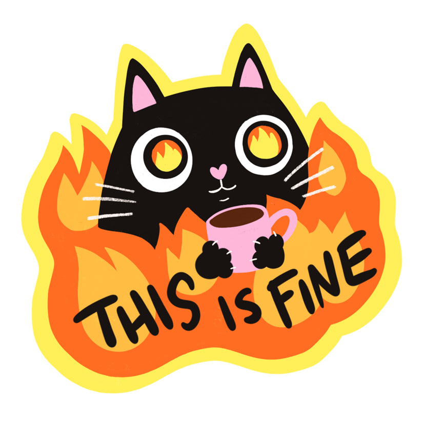 Vinyl sticker Putinki Sandberg - Hell's office, This is fine