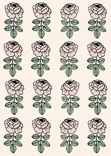 Postikortti Marimekko - Vihkiruusu vaaleanpunainen-beige