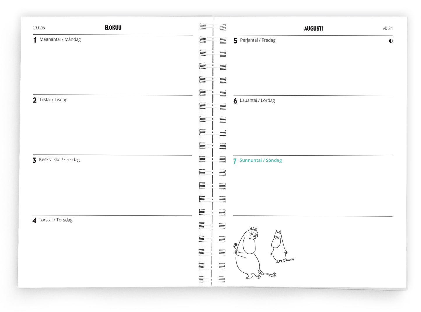 Lukuvuosikalenteri Muumi 2025-2026