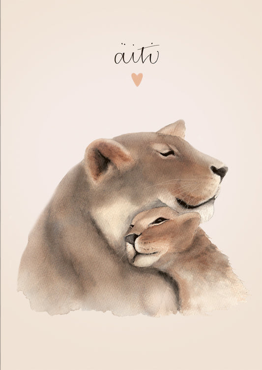 2-osainen äitienpäiväkortti Henna Adel - Äiti ❤ Leijonat