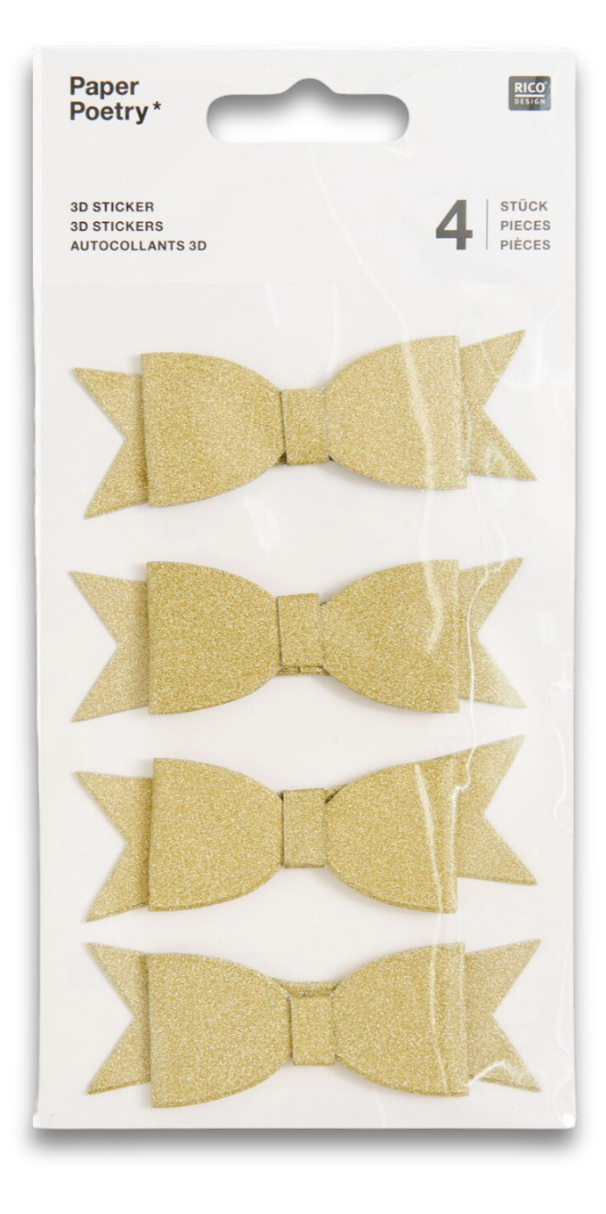 Sticker Set Paper Poetry - Golden 3D Bows