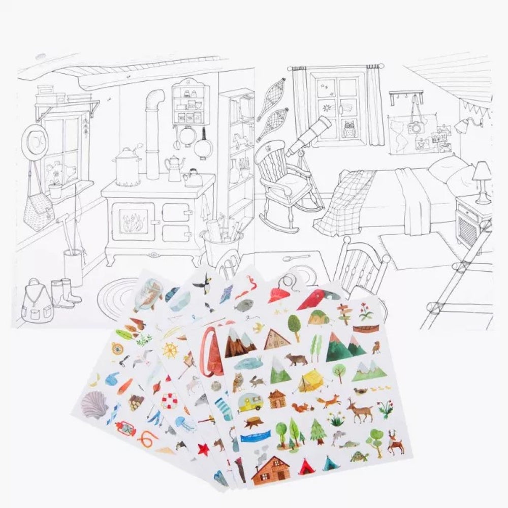 Coloring book with stickers Moulin Roty - Explorer