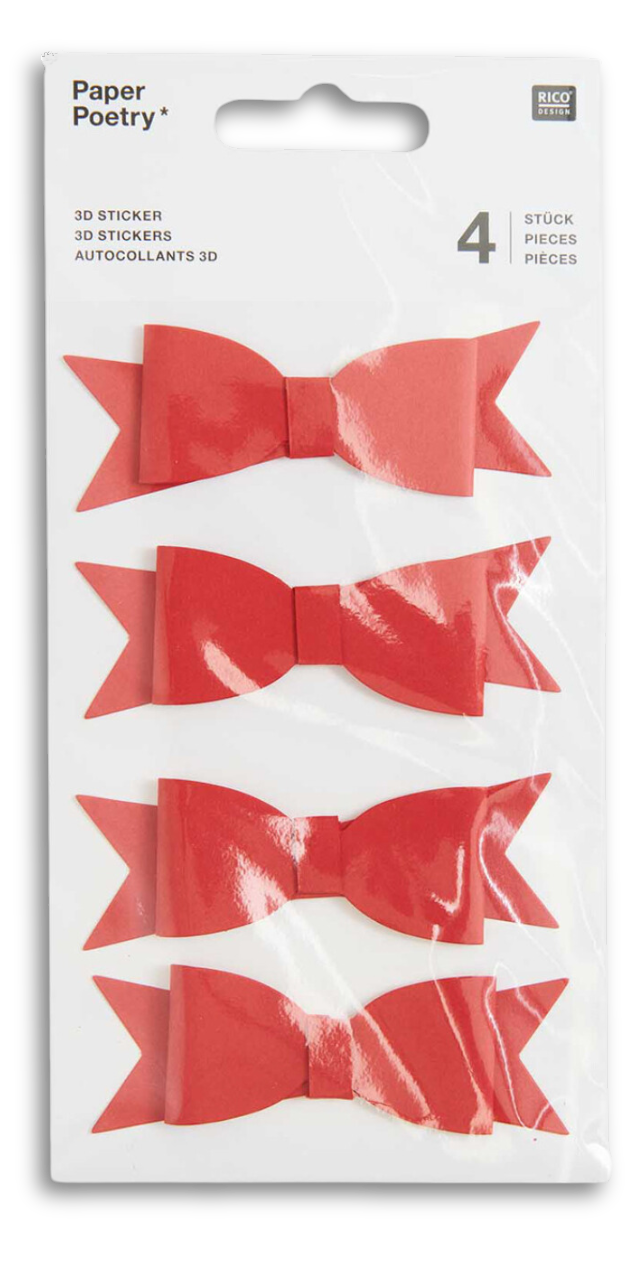 Sticker Set Paper Poetry - Red 3D Bows