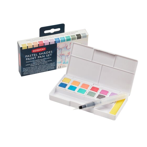 Watercolor paints 12 buttons Derwent - Pastel shades