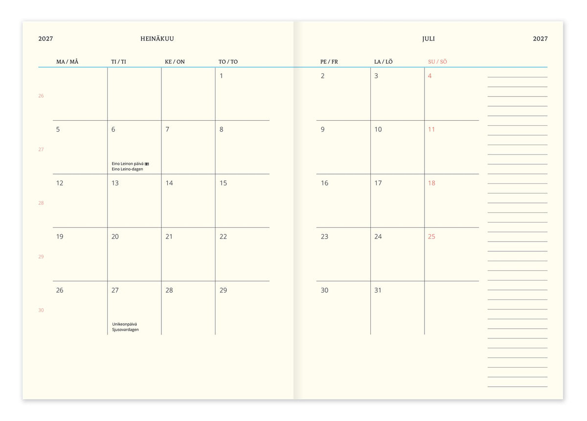 Weekly Planner Midi 2027 Putinki Polka Paper