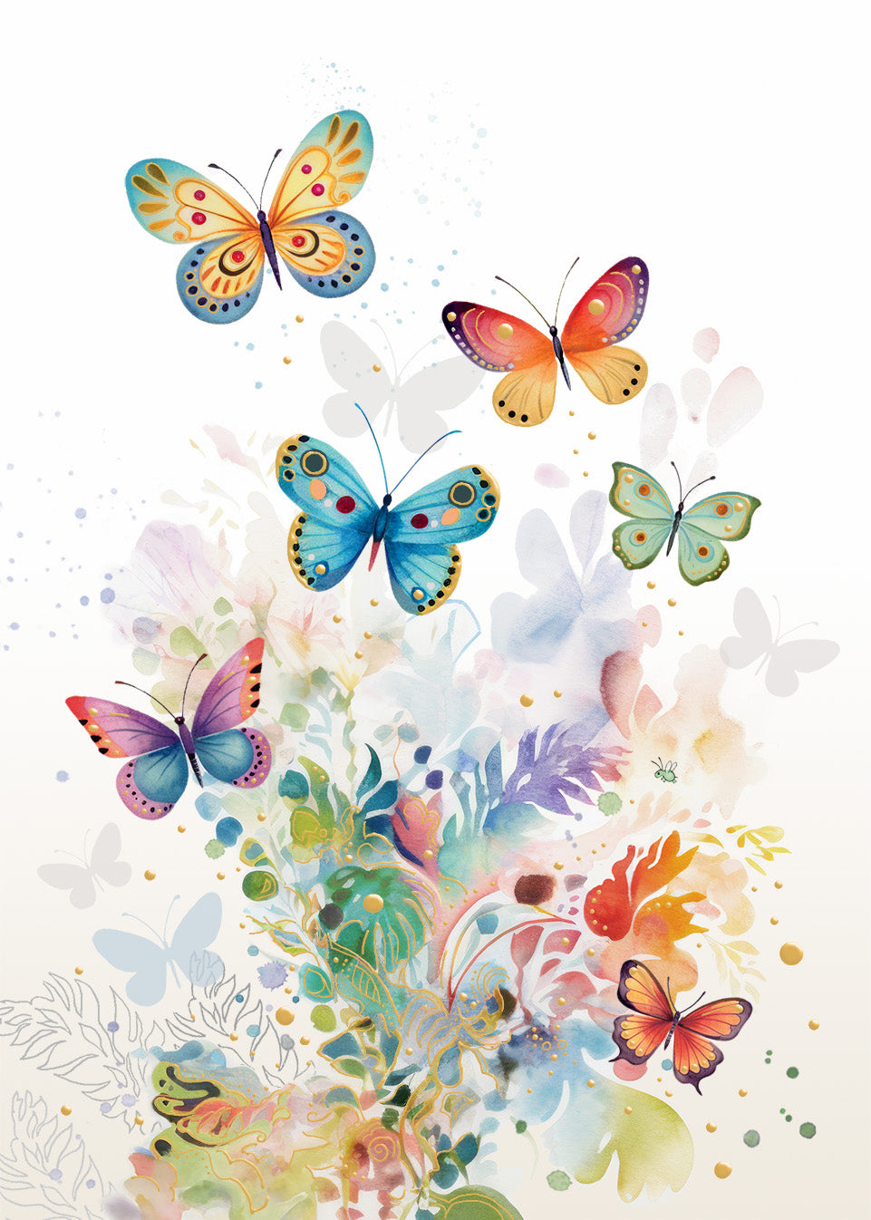 2-piece card Bug Art - Colourful Butterflies