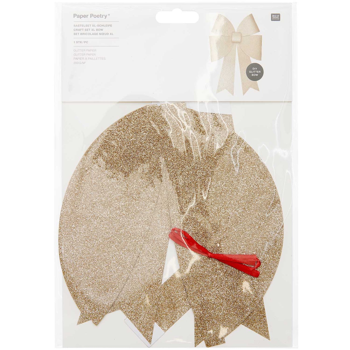 Bow decoration XL Rico Design - glitter gold