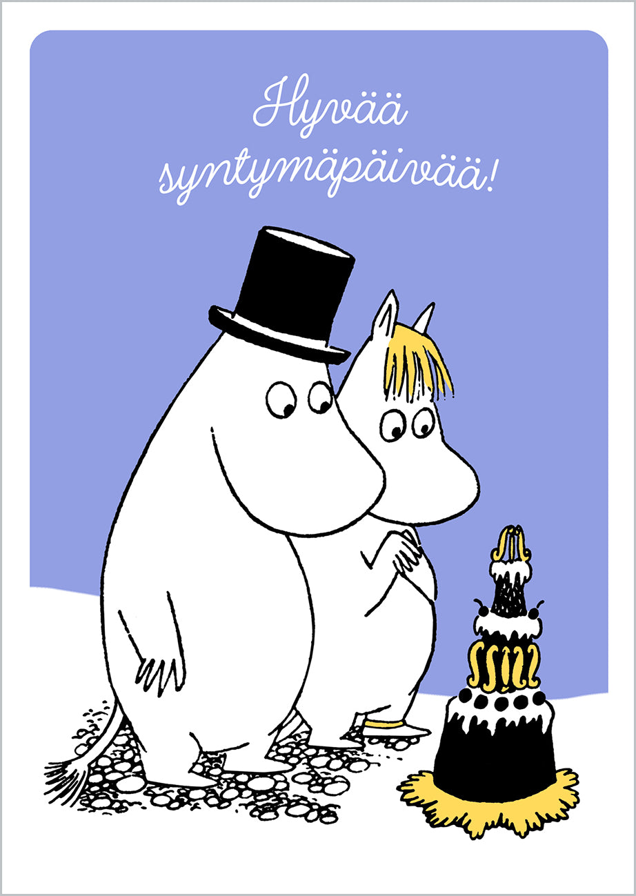 Postcard letterpress Moomin - Moominpappa and Snorkmaiden