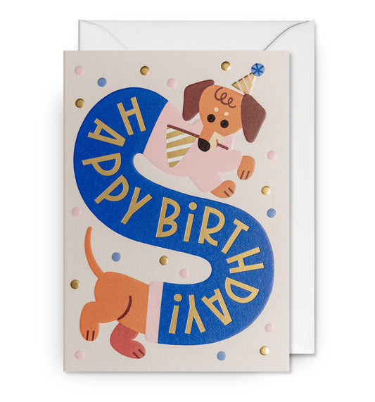 2-part card Lagom - Dog, Happy birthday