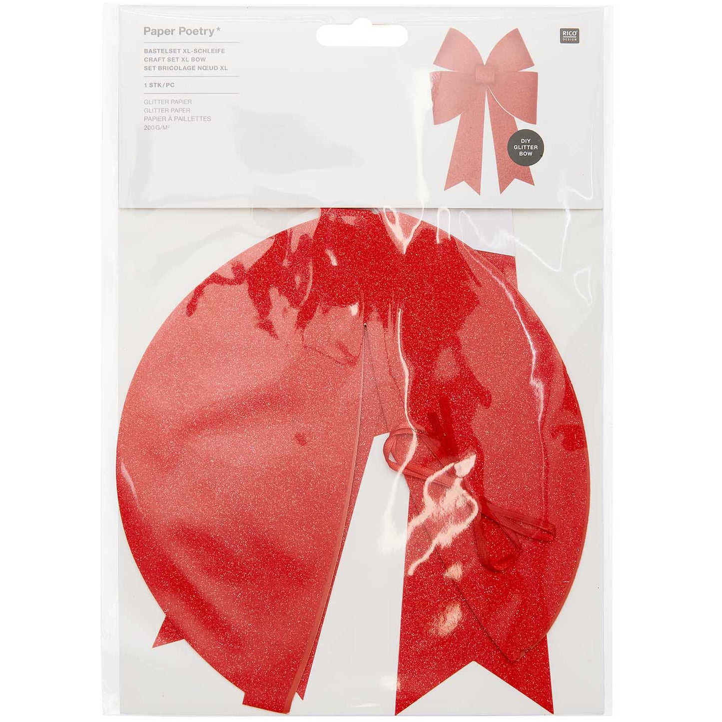 Bow decoration XL Rico Design - glitter red