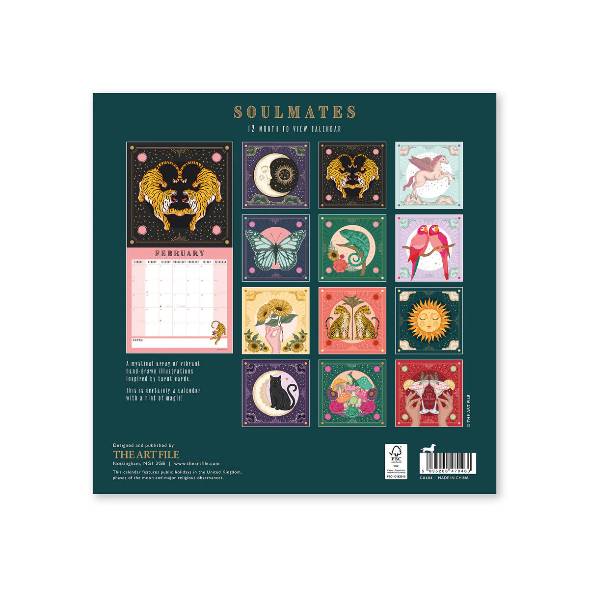 Seinäkalenteri 30x30 2026 The Art File - Soulmates