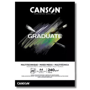 Art pad A4 Canson Graduate - Mixed Media 240g, black