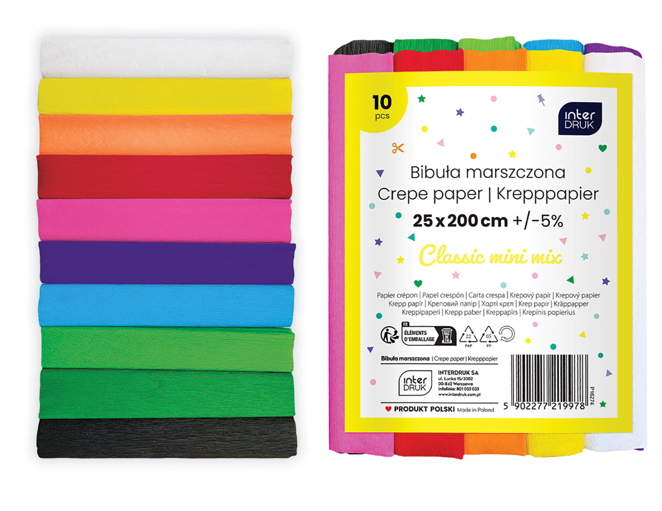 Crepe paper Interdruk - Mini Rolls Classic color assortment