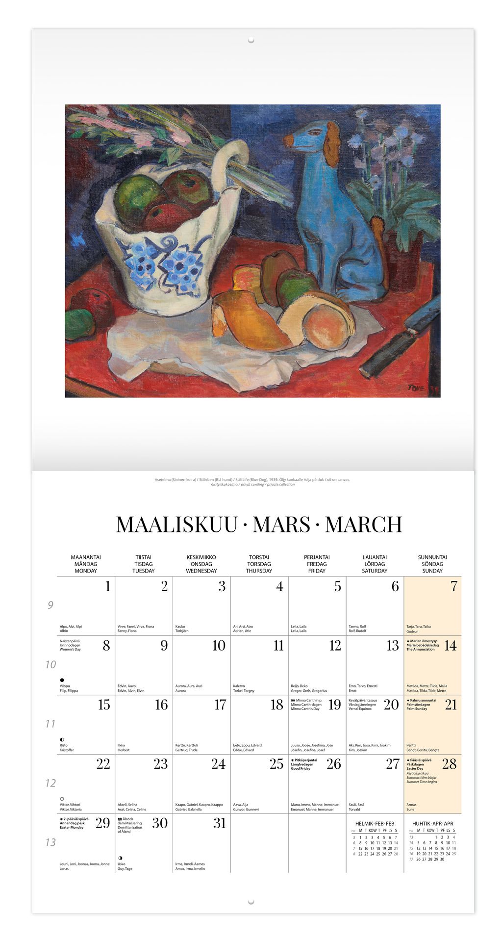 Seinäkalenteri 30x30 2027 Putinki Tove Jansson