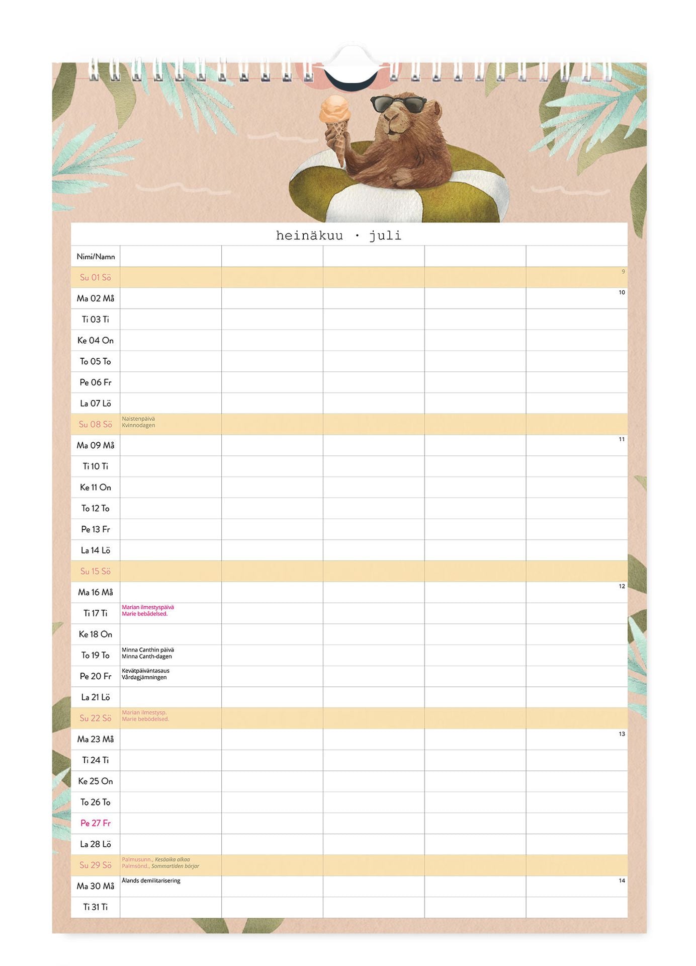 Family calendar 23x34 cm 2027 Putinki Adel
