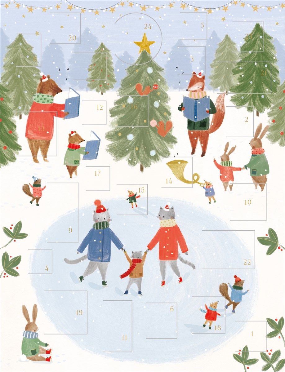 Joulukalenteri A4 The Art File - Luistelua metsässä