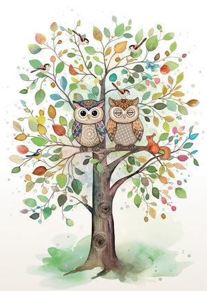 2-piece card Bug Art - Two Owls