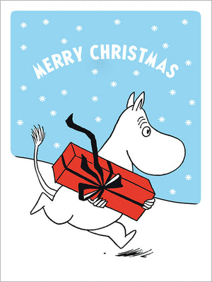 2-part Christmas card Letterpress Moomin - Moomintroll and a gift
