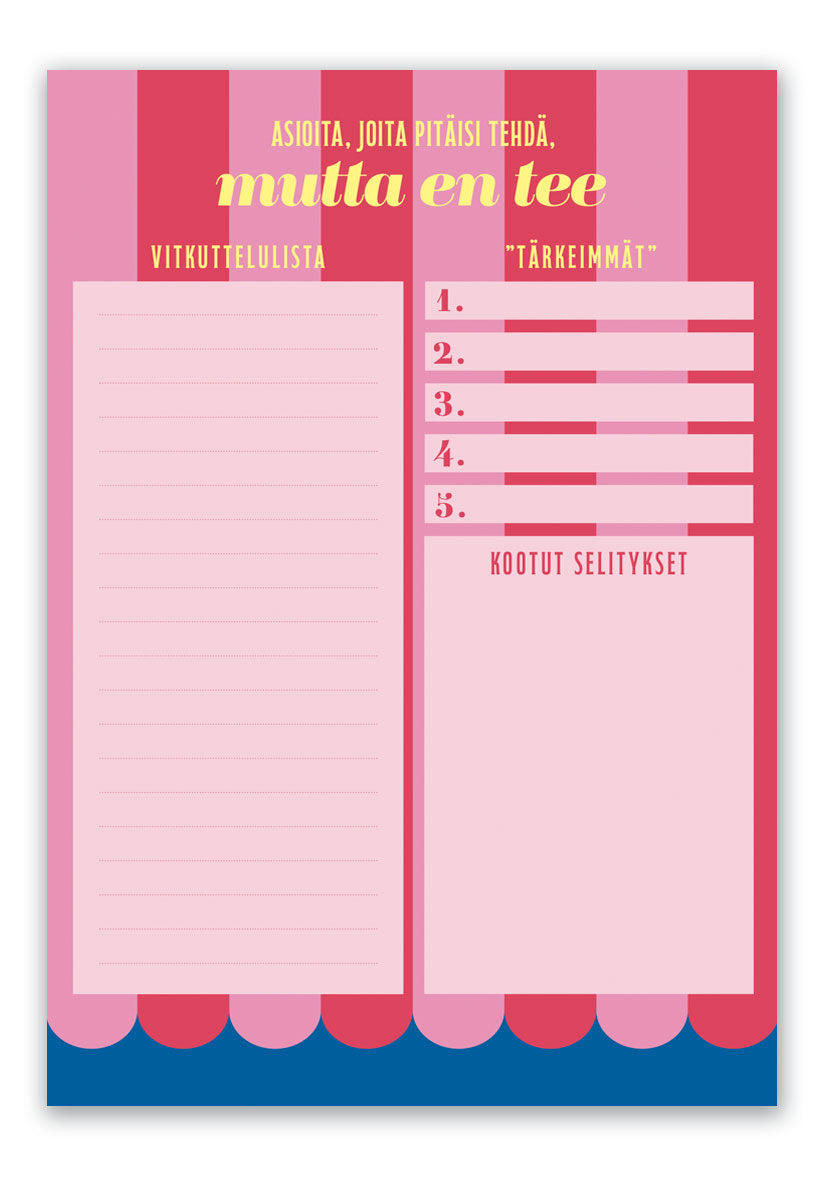 Muistilehtiö A5 Putinki Design - Pilke, Asioita, joita pitäisi tehdä