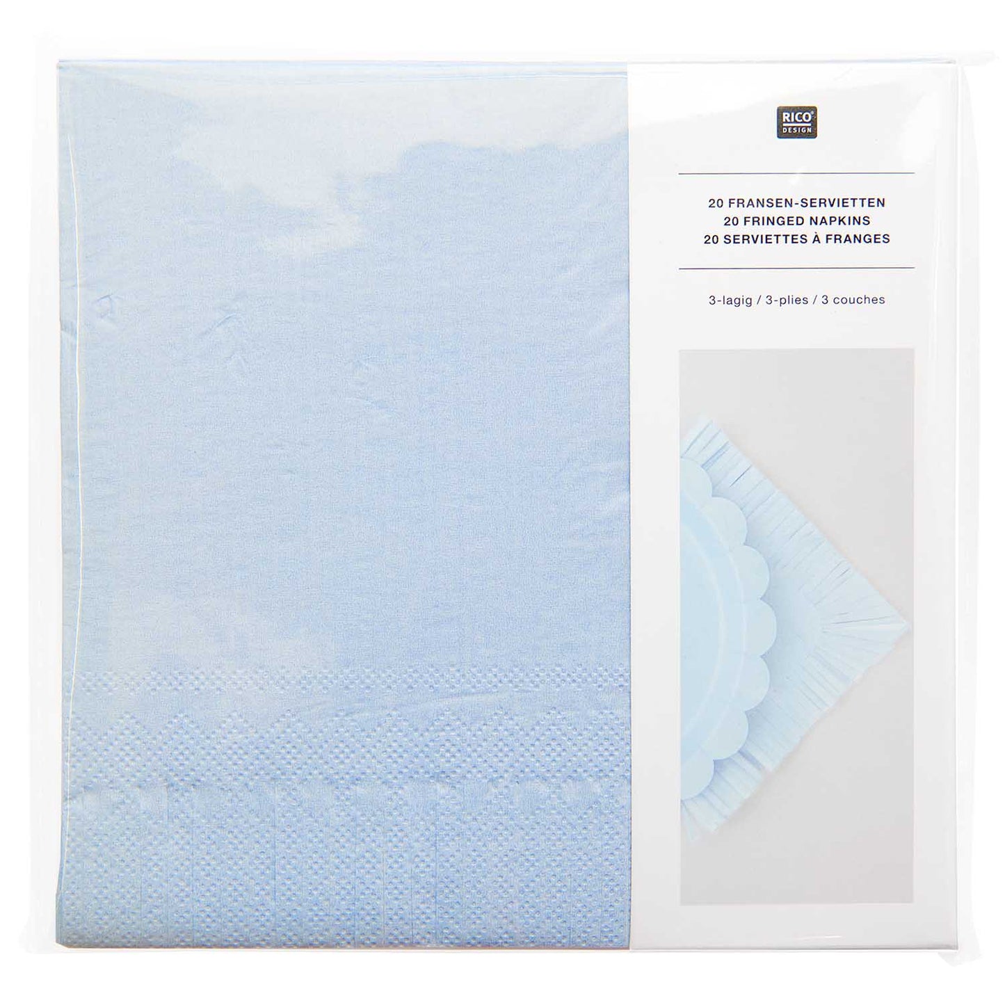 Lautasliina Rico Design - Blue fringes