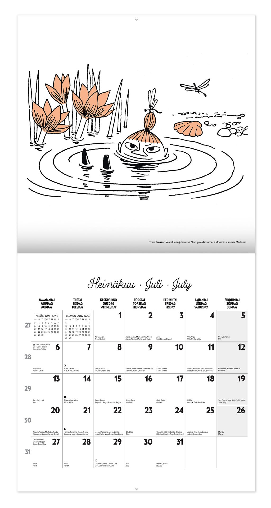 Seinäkalenteri 30x30 2026 Putinki Muumi
