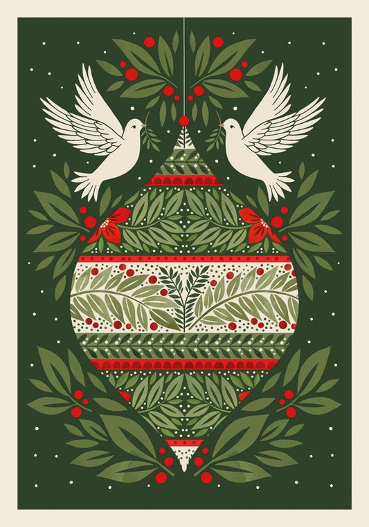 2-part Christmas card The Art File - Doves of Peace