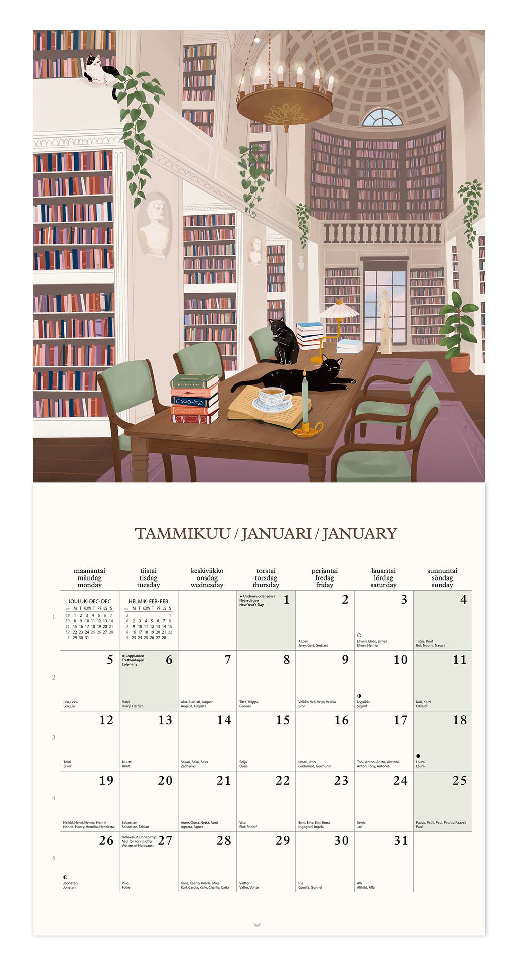 Seinäkalenteri 30x30 2026 Putinki Sandberg