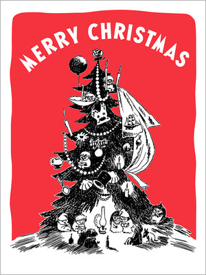 2-part Christmas card letterpress Moomin - Christmas tree