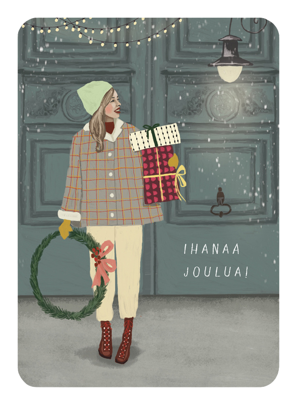 Joulukortti Johanna Ilander - "ihanaa joulua!" Joulukranssi