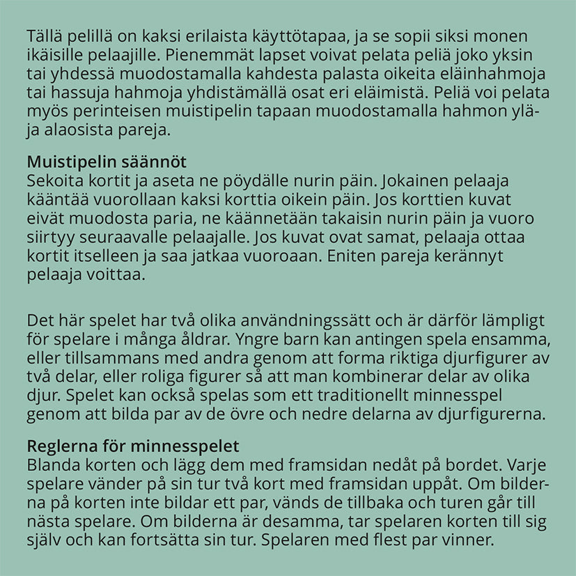 Muistipeli Mira Mallius - Muikeat eläimet
