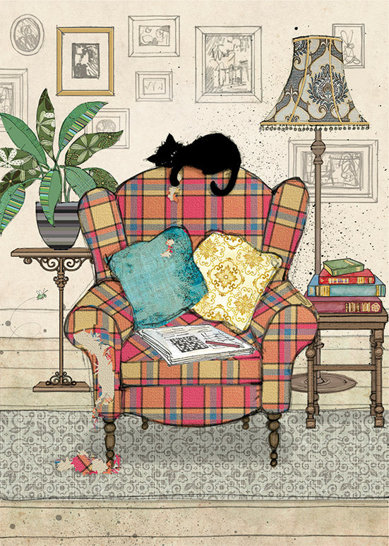 2-part card Bug Art - Cat and armchair