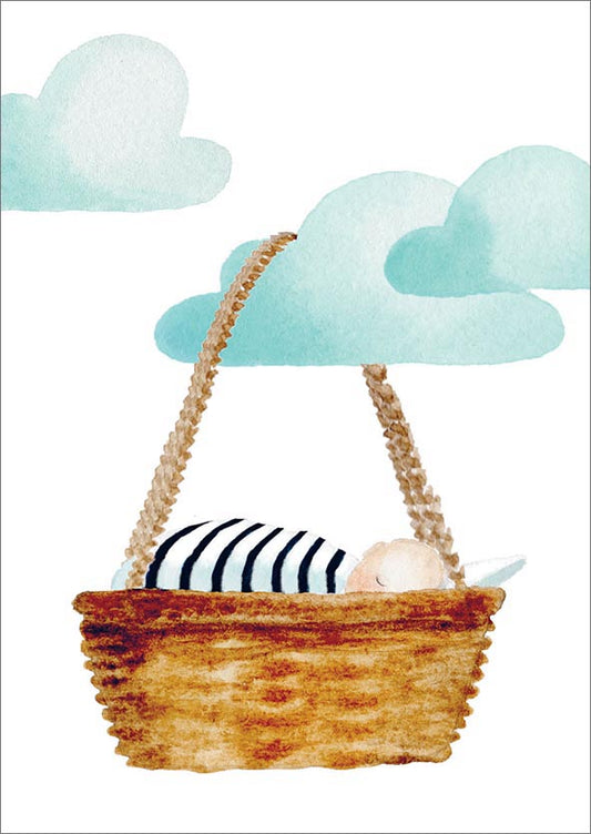 2-osainen kortti Henna Adel - Pilvet ja vauva, sininen