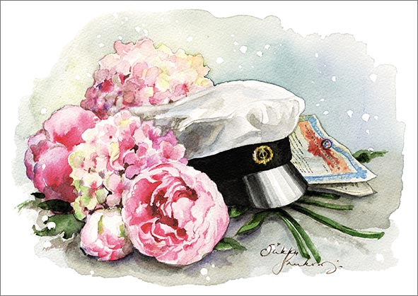 2-osainen kortti Sirkku Saukonoja - Yo-hattu, punainen