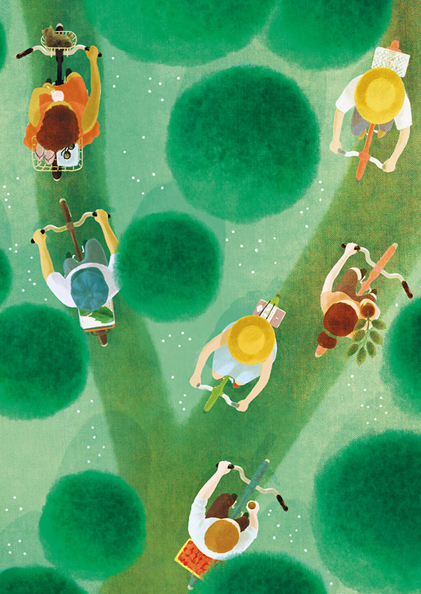 Postcard Polka Paper - Cyclists