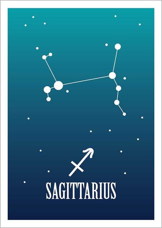 Kohopainettu postikortti - Sagittarius / Jousimies