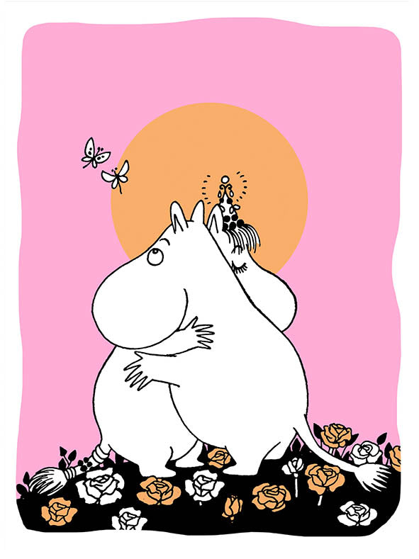 2-part card letterpress Moomin - Hugging
