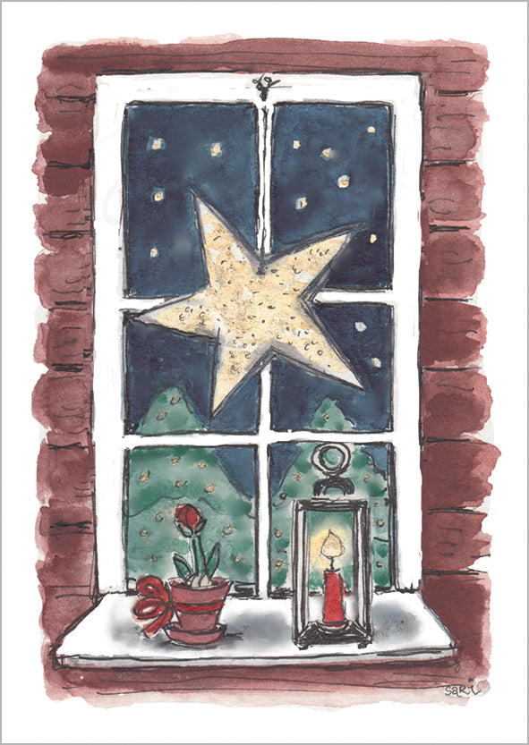 Christmas card Sari's Artwork - Christmas star on the window