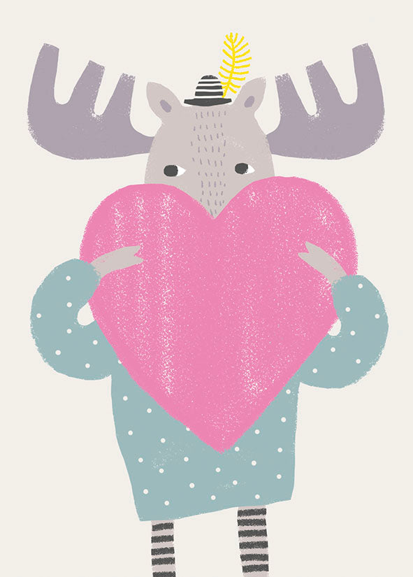 Postcard Mira Mallius-Hirvi and heart