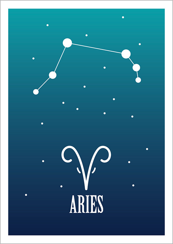 Kohopainettu postikortti - Aries / Oinas