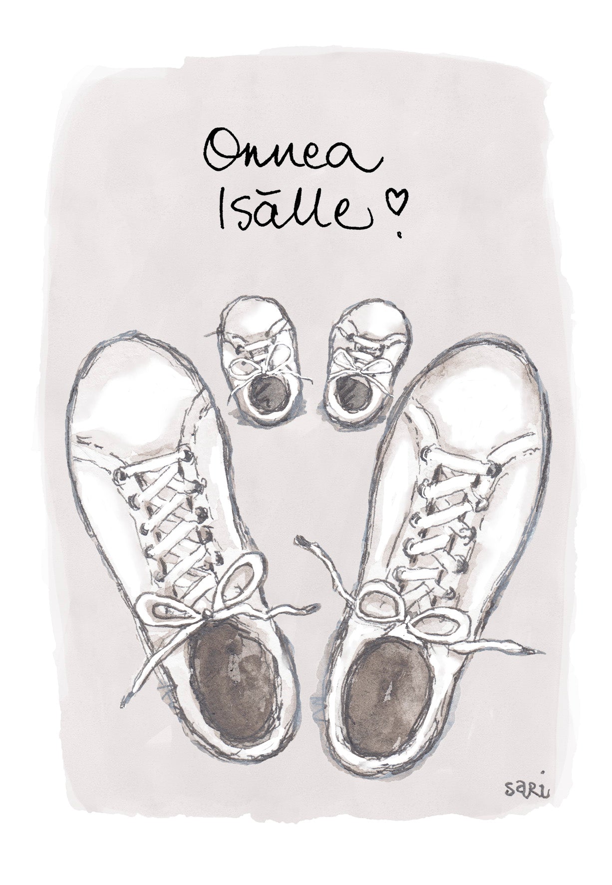 2-osainen kortti Sari's Artwork - Lenkkarit, onnea isälle