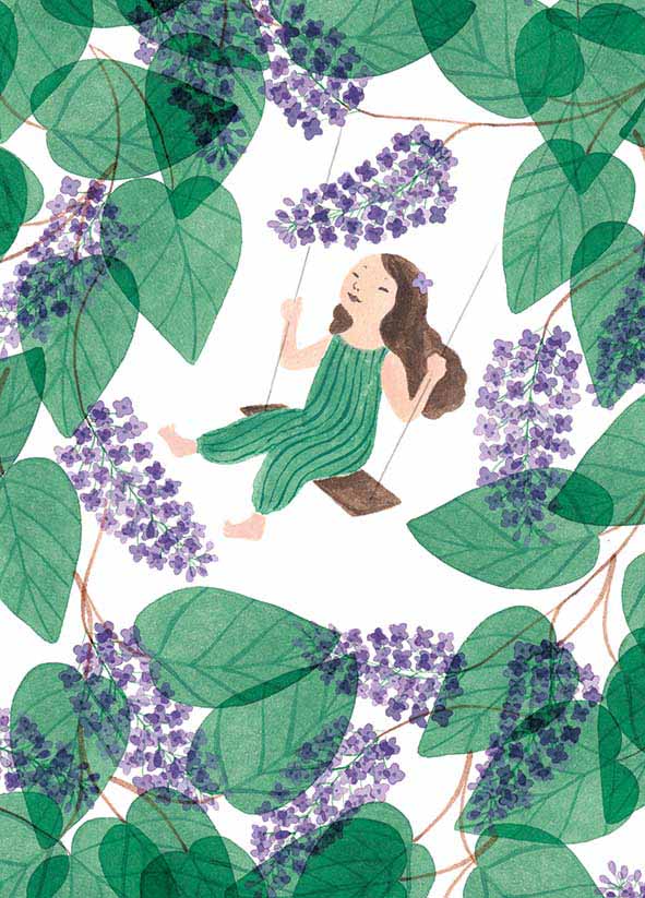 Postcard Polka Paper - Rocking woman