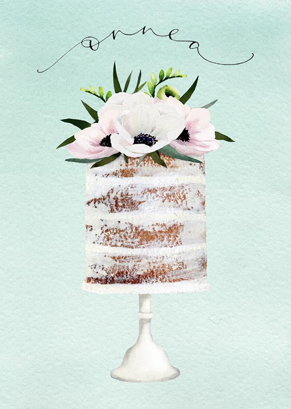 2-part card Henna Adel - Cake with flower decorations