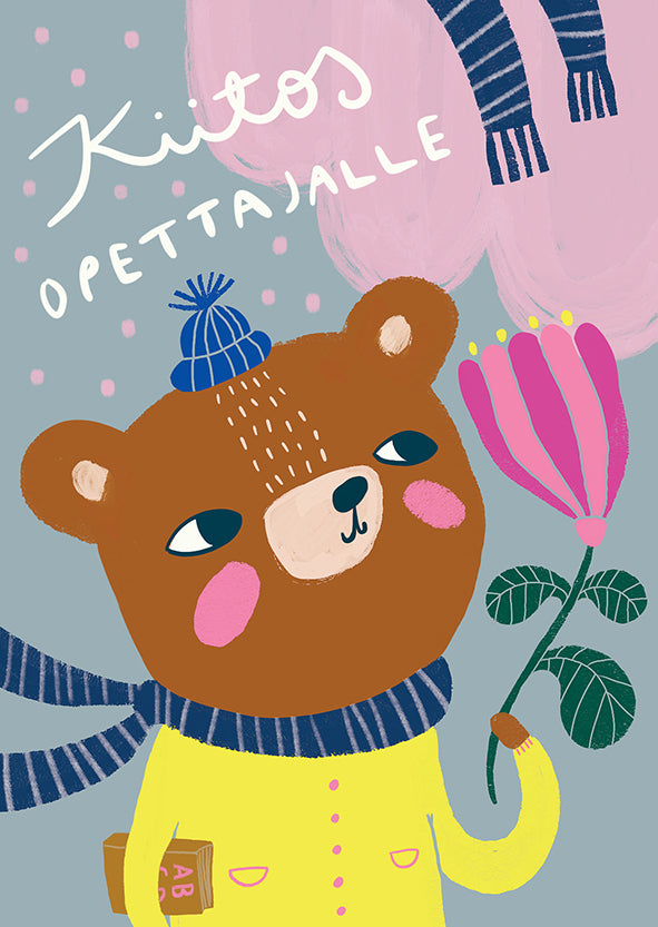 Postcard Mira Mallius - Thank you teacher bear